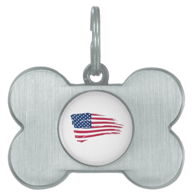 Tattered American Flag Pet ID Tag (Front)