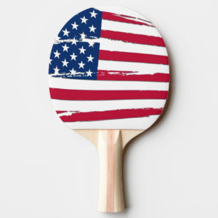 Tattered American Flag Ping Pong Paddle