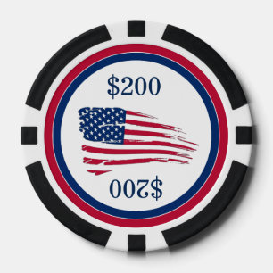 Tattered American Flag Poker Chips