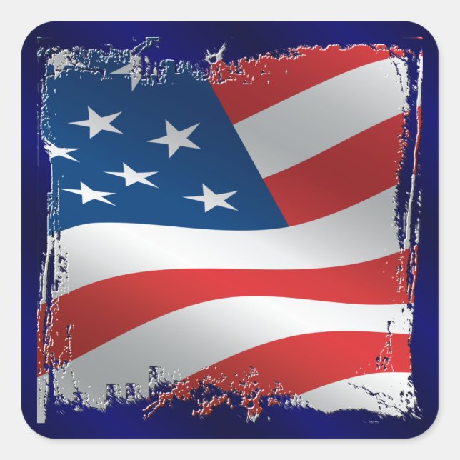 Tattered American Flag Sticker (Front)