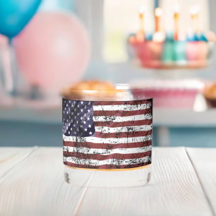 Tattered American flag Whiskey Glass