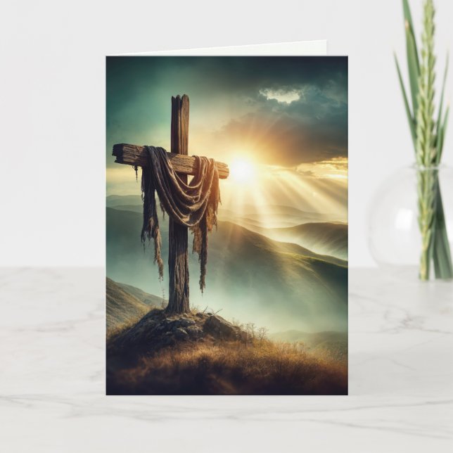 Tattered Cloth On a Rugged Cross  Holiday Card (Front)