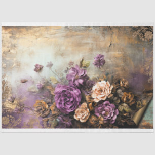 Tattered Floral, Dusty Purple, Green & Gold blends Tissue Paper