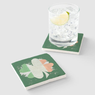 Tattered Grunge Irish Flag Shamrock Stone Coaster