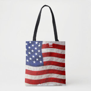 Tattered Grunge Patriotic USA Flag Tote Bag
