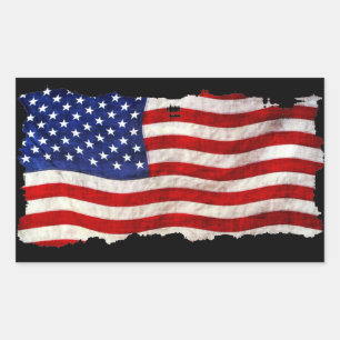 Tattered Grunge Patriotic USA Flag, United States Rectangular Sticker