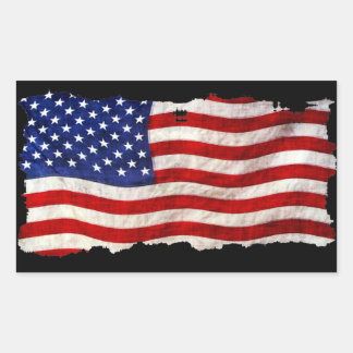 Tattered Grunge Patriotic USA Flag, United States Rectangular Sticker
