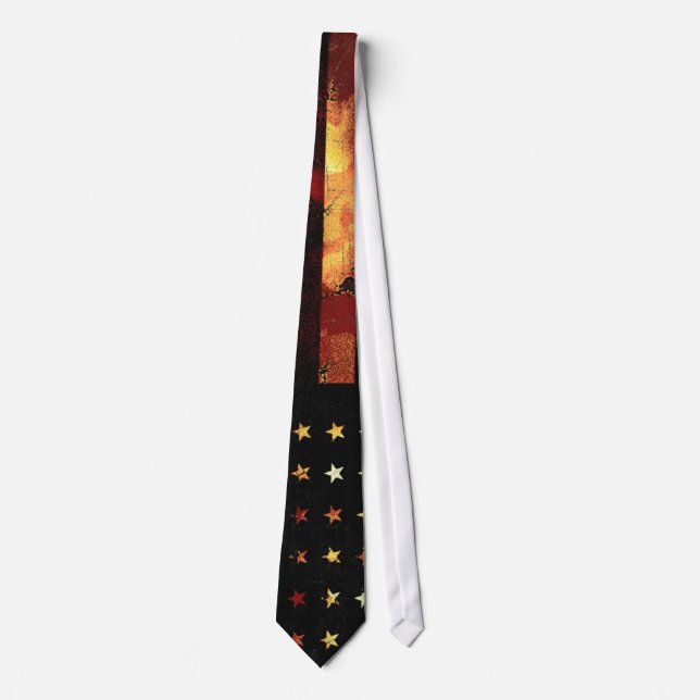 Tattered Grunge Patriotic USA Flag, United States Tie (Front)