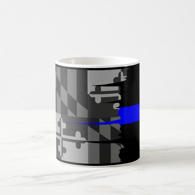 Tattered Maryland Flag Thin Blue Line Mug (Center)