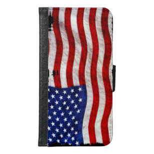Tattered US Flag Patriotic Design Samsung Galaxy S6 Wallet Case