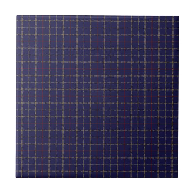 Tattersall Brooks Blue Gold Red Check Ceramic Tile (Front)