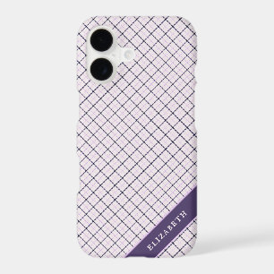 Tattersall Violet White Dark Blue Plaid