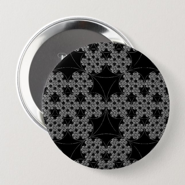 Tatting Fractal Pattern Snowflake 10 Cm Round Badge (Front & Back)