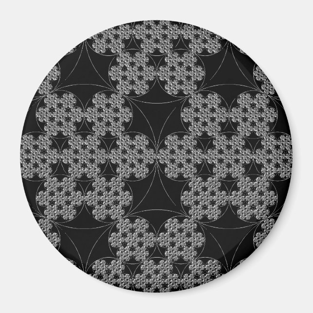 Tatting Fractal pattern Snowflake Crochet Magnet (Front)