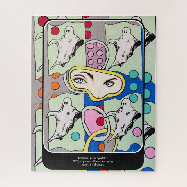 ‘Tattletales in the Spirit Box’ Painting on a  Jigsaw Puzzle (Vertical)
