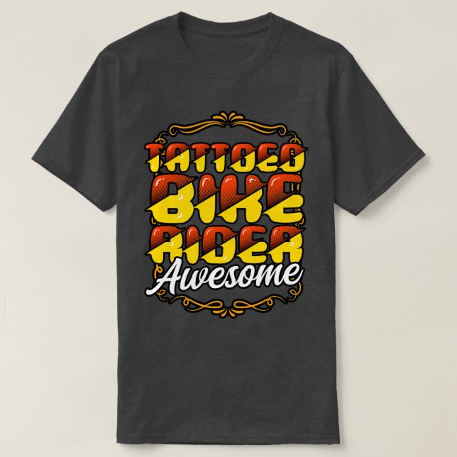 Tattoed Bikerider Awesome T-Shirt (Design Front)