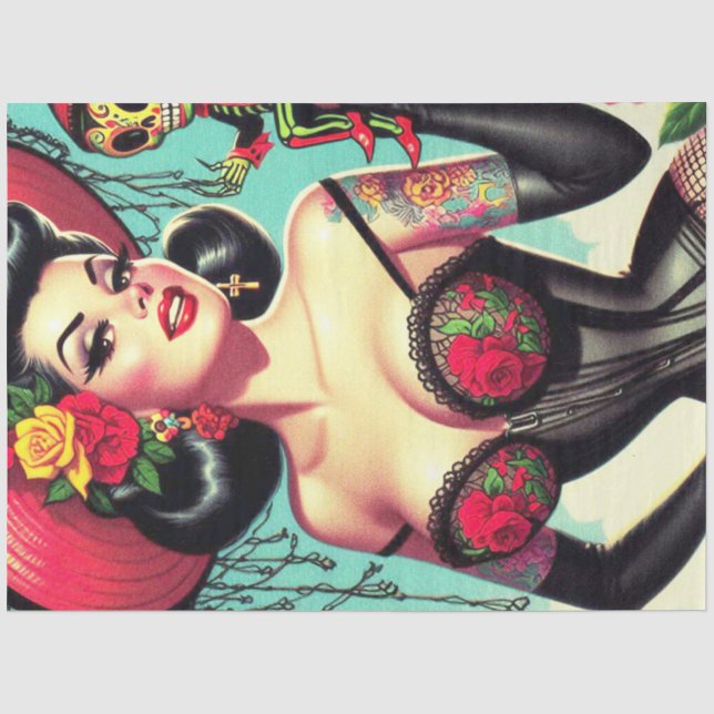 Tattoed Witch Pin-up Tissue Paper (Front)