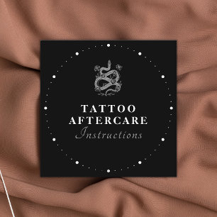 Tattoo Aftercare Instructions Black & White Text S Square Business Card