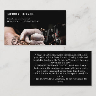 Tattoo Aftercare Instructions Business Card