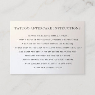 Tattoo Aftercare Instructions Silver Gradient  Business Card