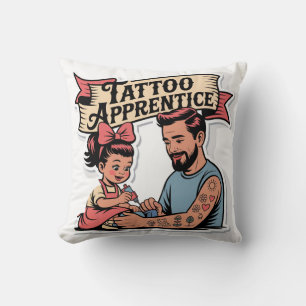 Tattoo Apprentice – Cute Cartoon Dad & Daughter Cushion