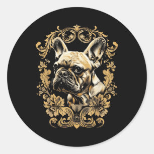 Tattoo Art French Bulldog Baroque French Bulldog _ Classic Round Sticker