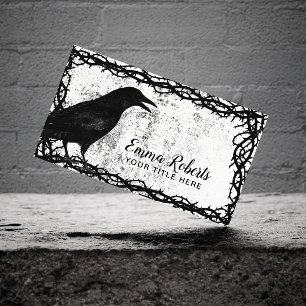 Tattoo Art Gothic Crow Black Thorn Vine Framed Business Card