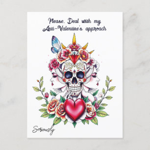 Tattoo art inspired unisex Anti-Valentine custom Postcard