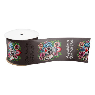 Tattoo art inspired unisex custom message satin ribbon