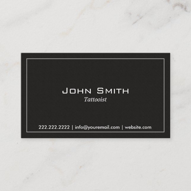Tattoo Art Minimalist Simple Plain Dark Business Card (Front)