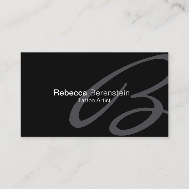 Tattoo Artist Business Card Fancy Monogram (Front)