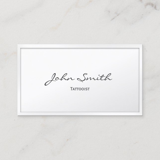 Tattoo Artist Elegant White Border Business Card (Front)