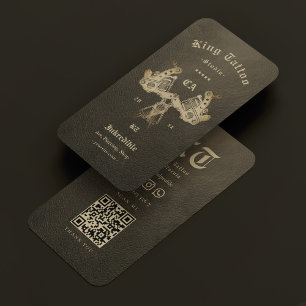 Tattoo Artist Faux Brown Leather Classic Modern Business Card
