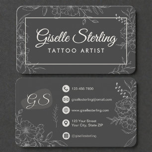 Tattoo Artist Floral Business Card