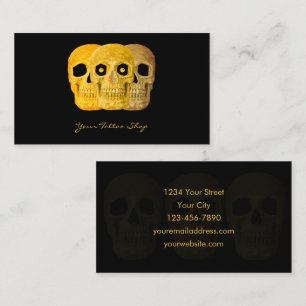 Tattoo Artist Gothic Yellow Black Skull Business Card