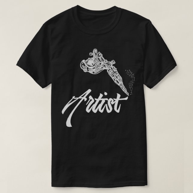 Tattoo Artist Italics Tattooing Gun  T-Shirt (Design Front)