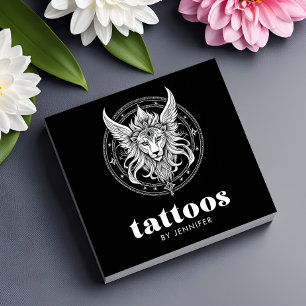 Tattoo Artist Modern Black & White QR Code Square Business Card