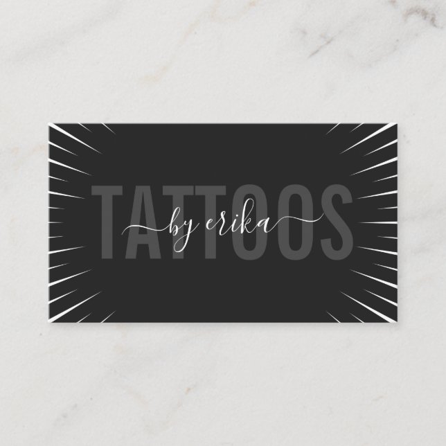 Tattoo Artist Modern Typography Black & White Text Business Card (Front)