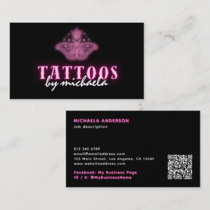 Tattoo Artist Neon Mystical Celestial Moth Business Card