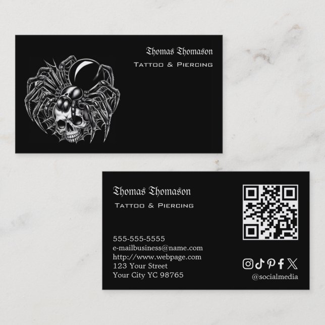 Tattoo artist QR code  Business Card (Front/Back)