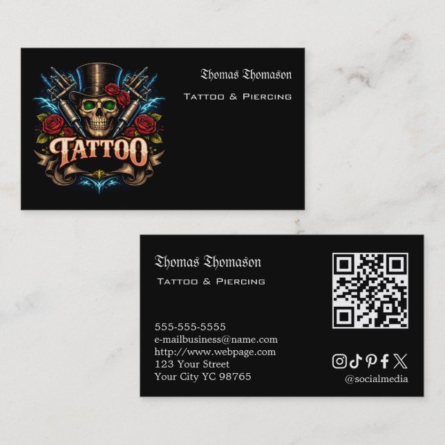 Tattoo artist QR code  Business Card (Front/Back)