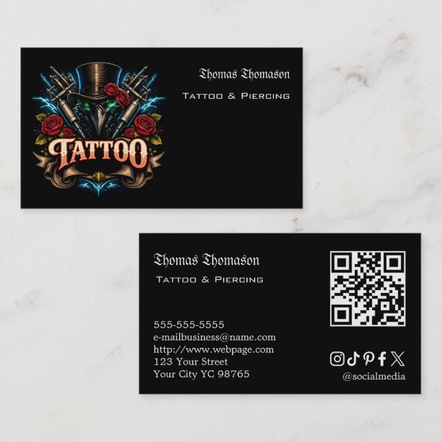 Tattoo artist QR code  Business Card (Front/Back)