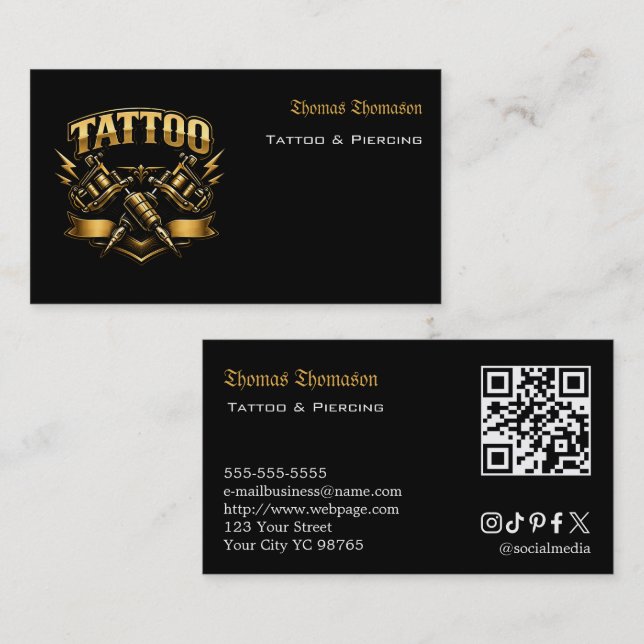 Tattoo artist QR code  Business Card (Front/Back)