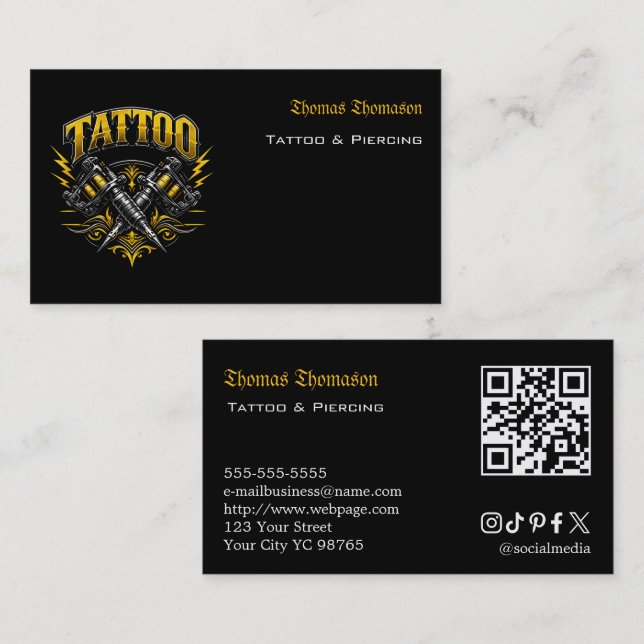 Tattoo artist QR code  Business Card (Front/Back)
