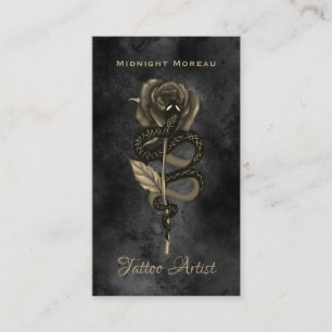 Tattoo Artist Snake Rose QR Code Business Card