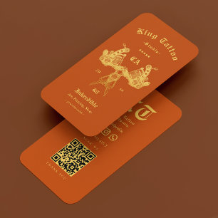 Tattoo Artist Tattooist Orange Modern  Business Card