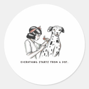Tattoo Artist Tattoos A Dog, Quote _1 Classic Round Sticker