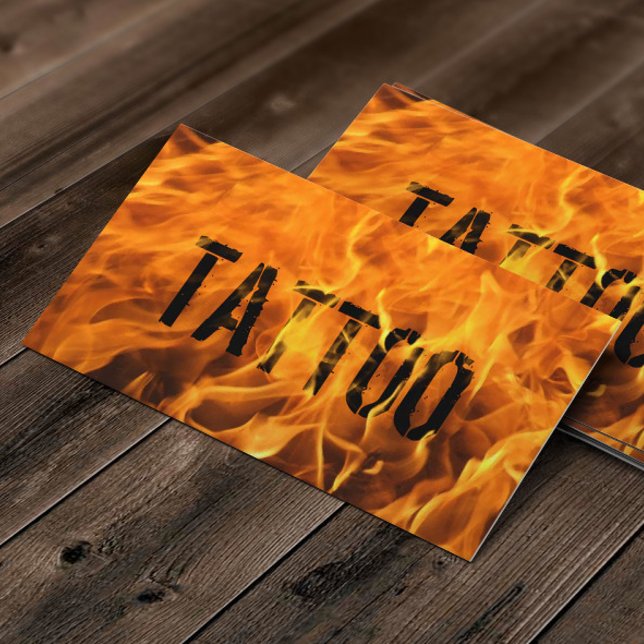 Tattoo Artist Unique Flaming Fire Business Card (Creator Uploaded)