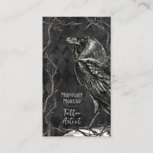 Tattoo Artist Vintage Crow QR Code Business Business Card
