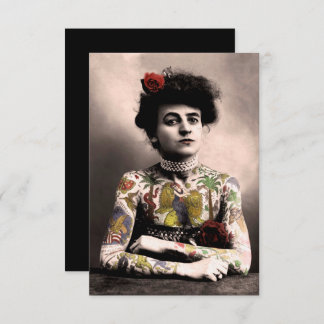 Tattoo Artist Woman Vintage Photograph Invitation